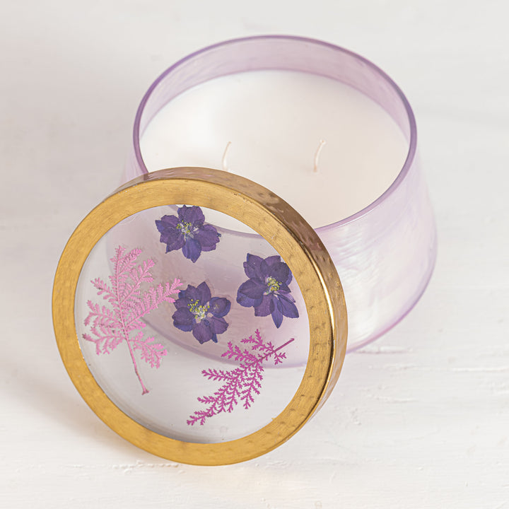Blackberry & Coconut Large Watercolor Pressed Floral Candle-Pressed Floral Candles 1 of 4