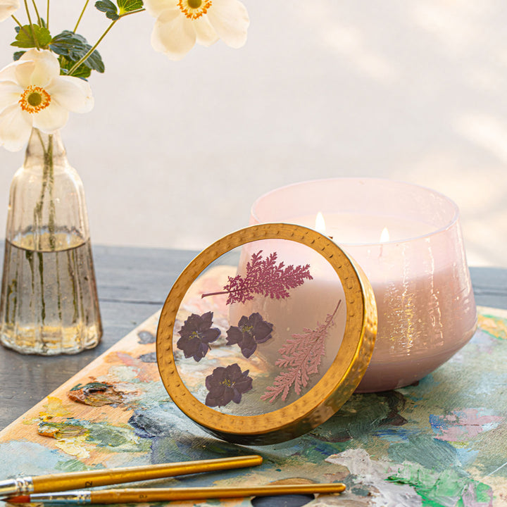 Blackberry & Coconut Large Watercolor Pressed Floral Candle-Pressed Floral Candles 2 of 4