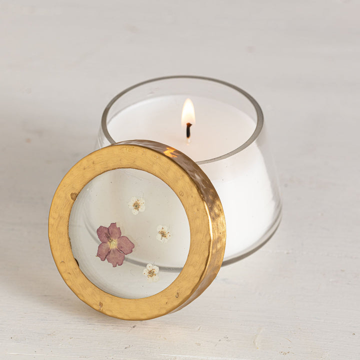 Red Currant + Cranberry Small Pressed Floral Candle-Pressed Floral Candles 4 of 7