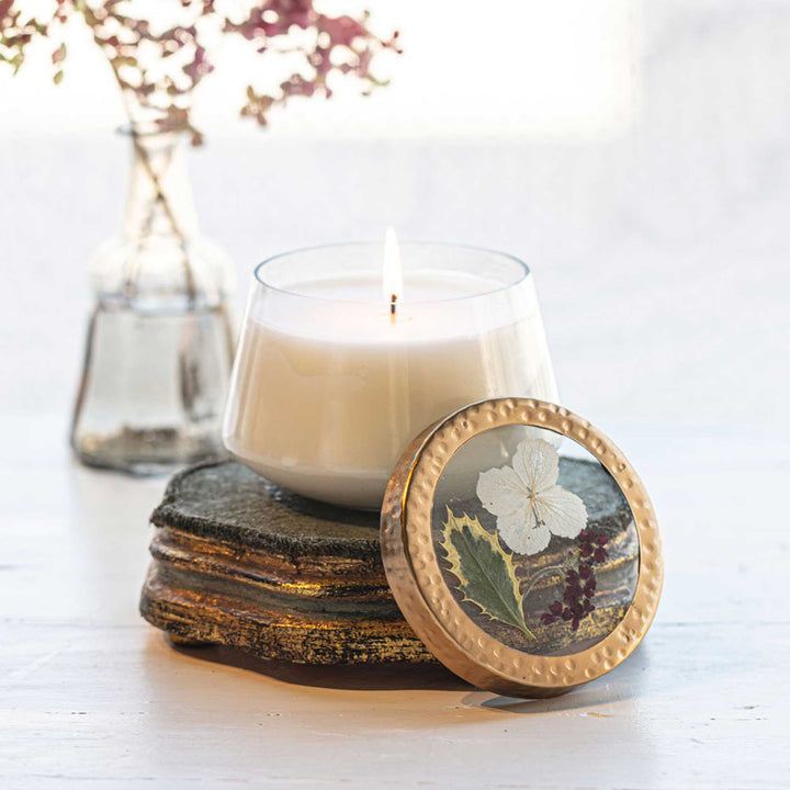 Red Currant + Cranberry Medium Pressed Floral Candle-Pressed Floral Candles 3 of 6