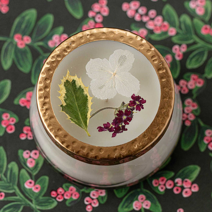 Red Currant + Cranberry Medium Pressed Floral Candle-Pressed Floral Candles 2 of 6