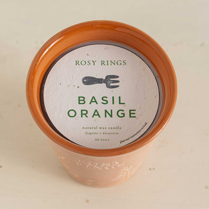 Basil Orange Garden Pot Candle + Plantable Seed Paper Dust Covers-Garden Pot Candle 5 of 5