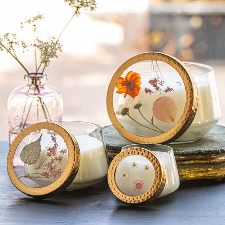 Apricot Rose Large Pressed Floral Candle-Pressed Floral Candles 3 of 4