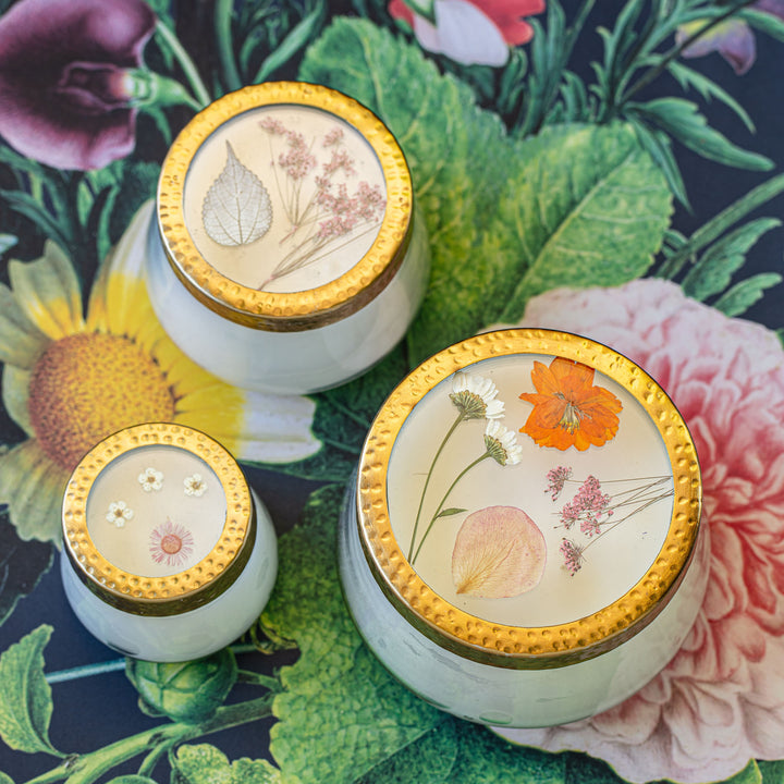 Apricot Rose Large Pressed Floral Candle-Pressed Floral Candles 2 of 4