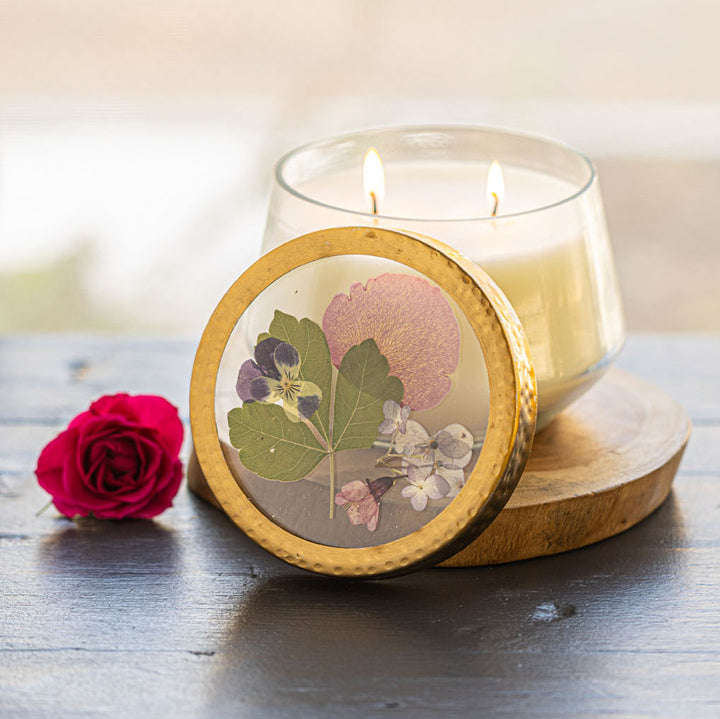 Blushing Rosewood Pressed Floral Candle - Large-Pressed Floral Candles 1 of 4