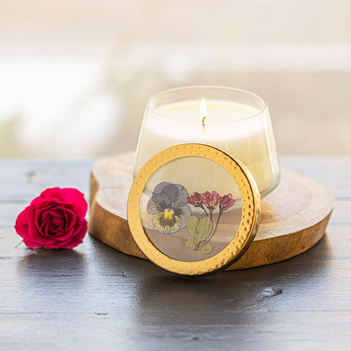 Blushing Rosewood Pressed Floral Candle - Medium-Pressed Floral Candles 1 of 4