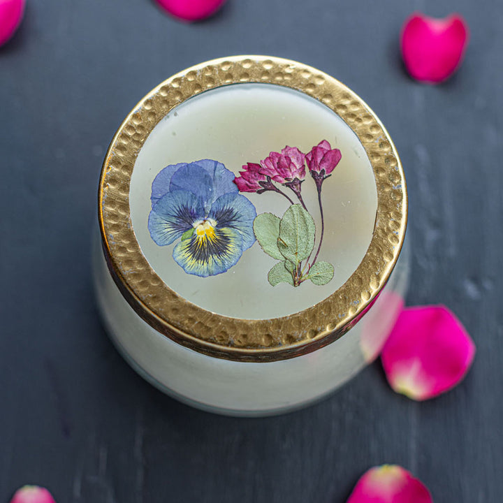 Blushing Rosewood Pressed Floral Candle - Medium-Pressed Floral Candles 3 of 4