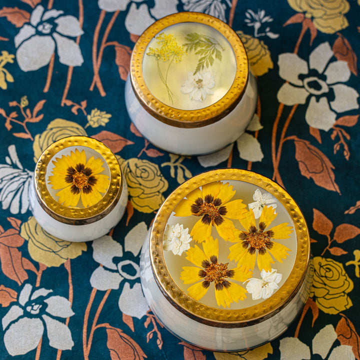 Honey Tobacco Large Pressed Floral Candle-Pressed Floral Candles 2 of 5