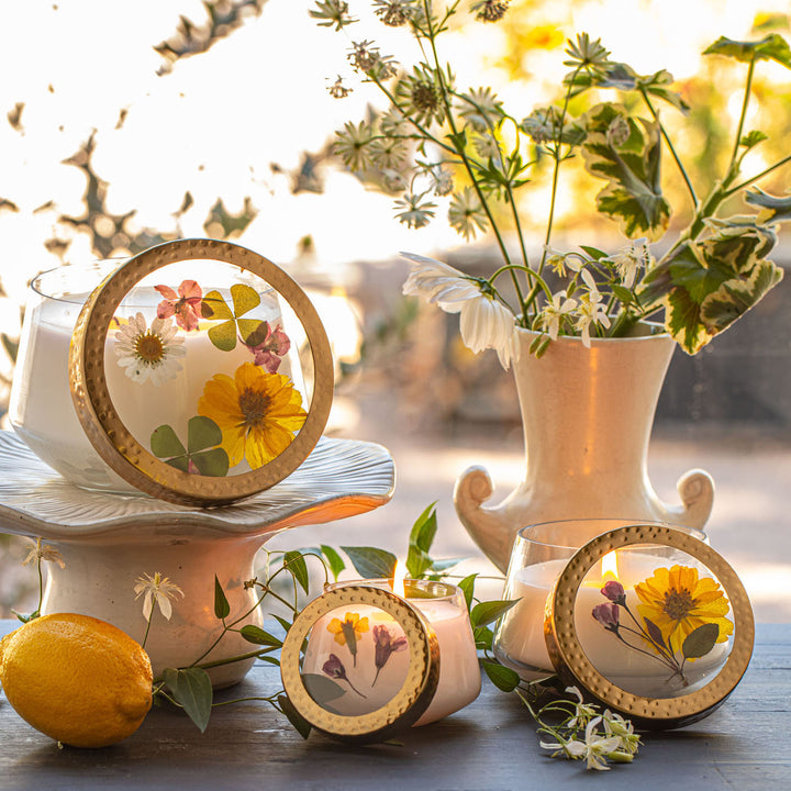 Lemon Blossom Large Pressed Floral Candle-Pressed Floral Candles 3 of 4
