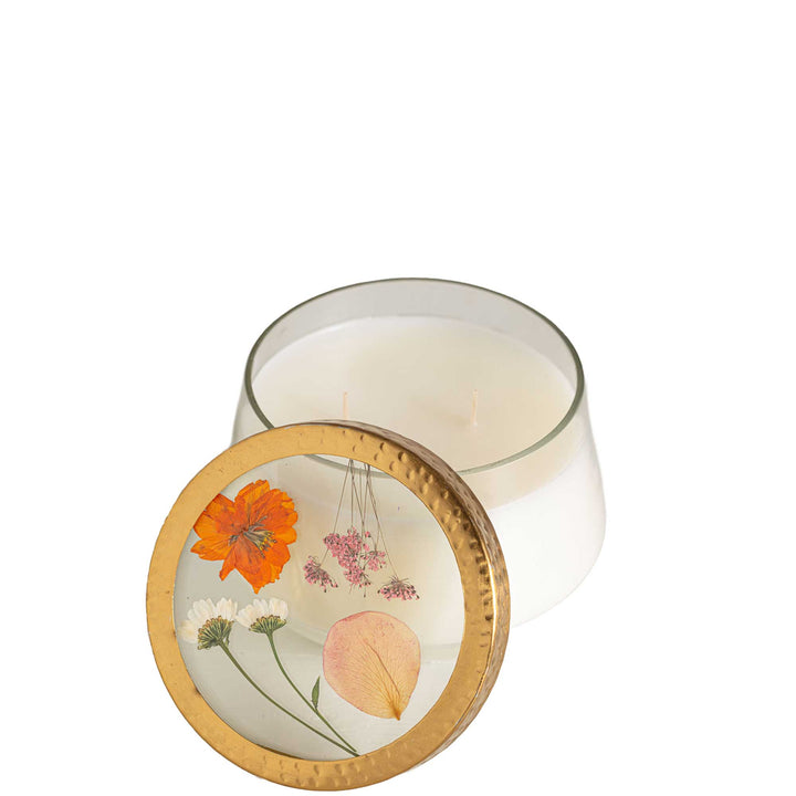 Apricot Rose Large Pressed Floral Candle-Pressed Floral Candles 1 of 4