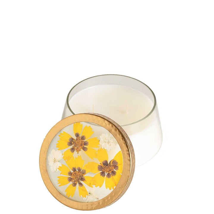 Honey Tobacco Large Pressed Floral Candle-Pressed Floral Candles 1 of 5