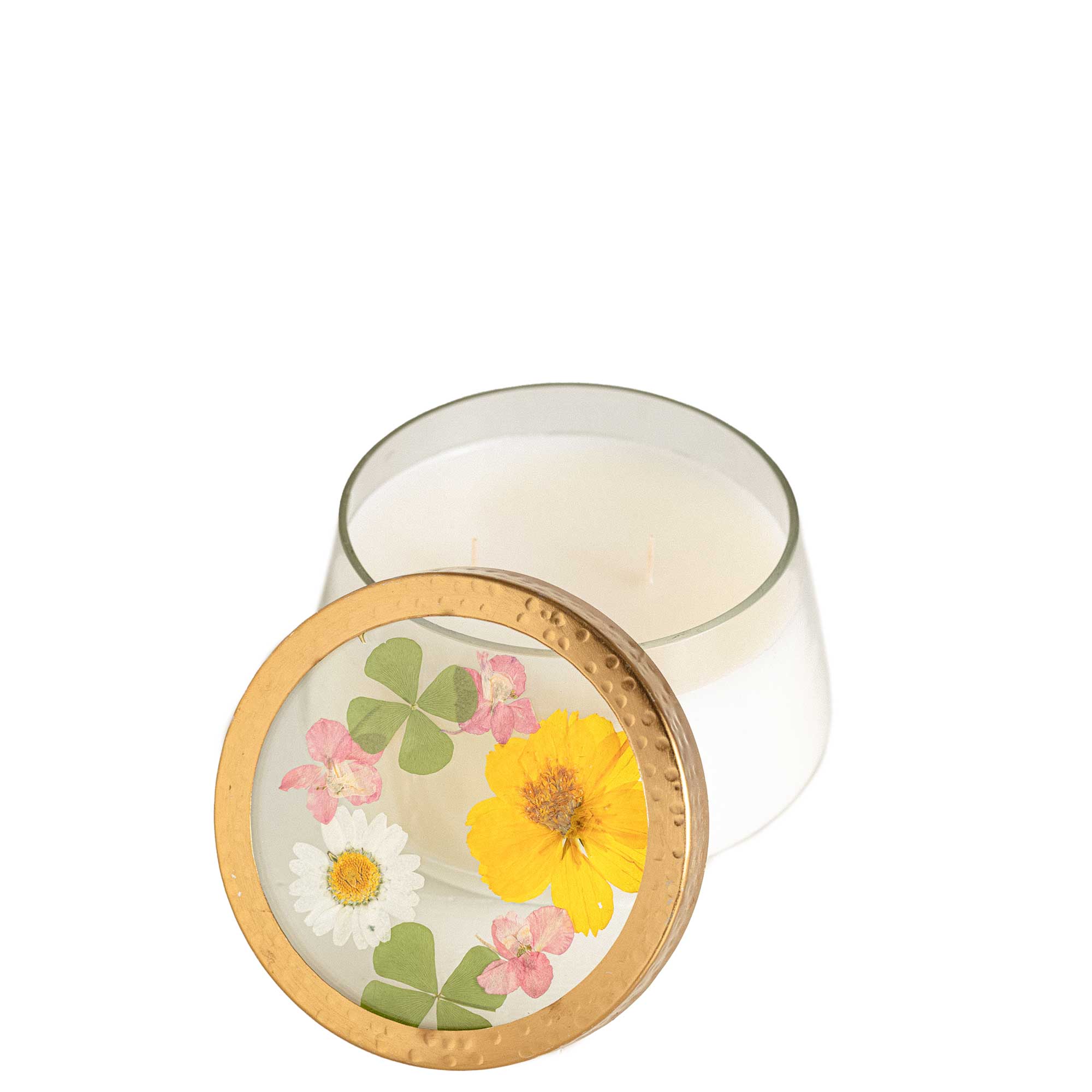 Lemon Blossom Large Pressed Floral Candle – Rosy Rings