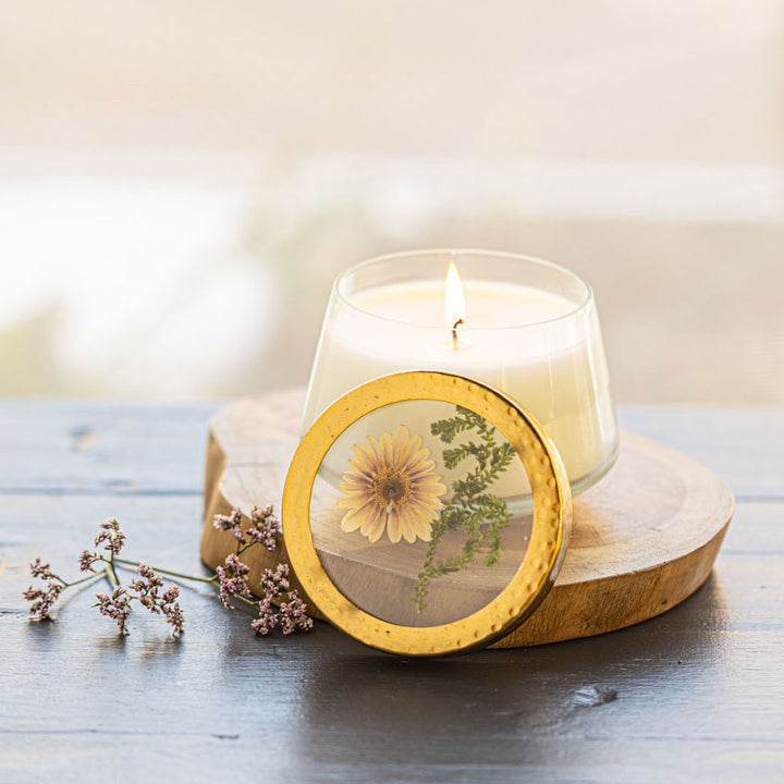 Vanilla Rain Pressed Floral Candle - Medium-Pressed Floral Candles 1 of 5