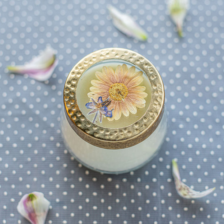 Vanilla Rain Pressed Floral Candle - Small-Pressed Floral Candles 3 of 5