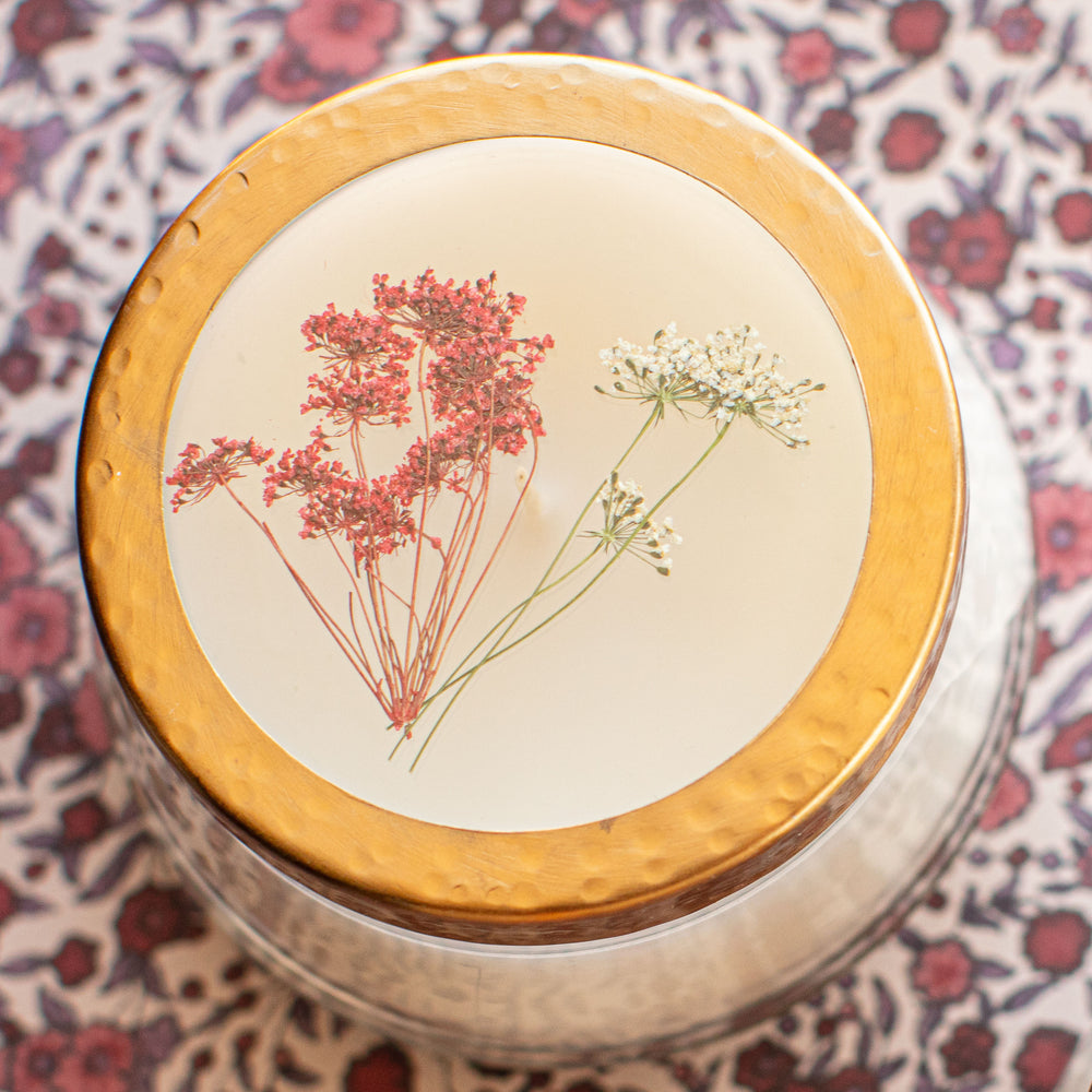 Spicy Apple Medium Pressed Floral Candle-Pressed Floral Candles