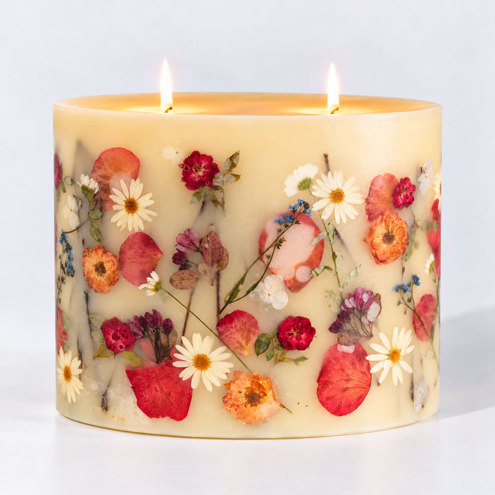Centerpiece Botanical Candle - Apricot Rose-Candles 1 of 4