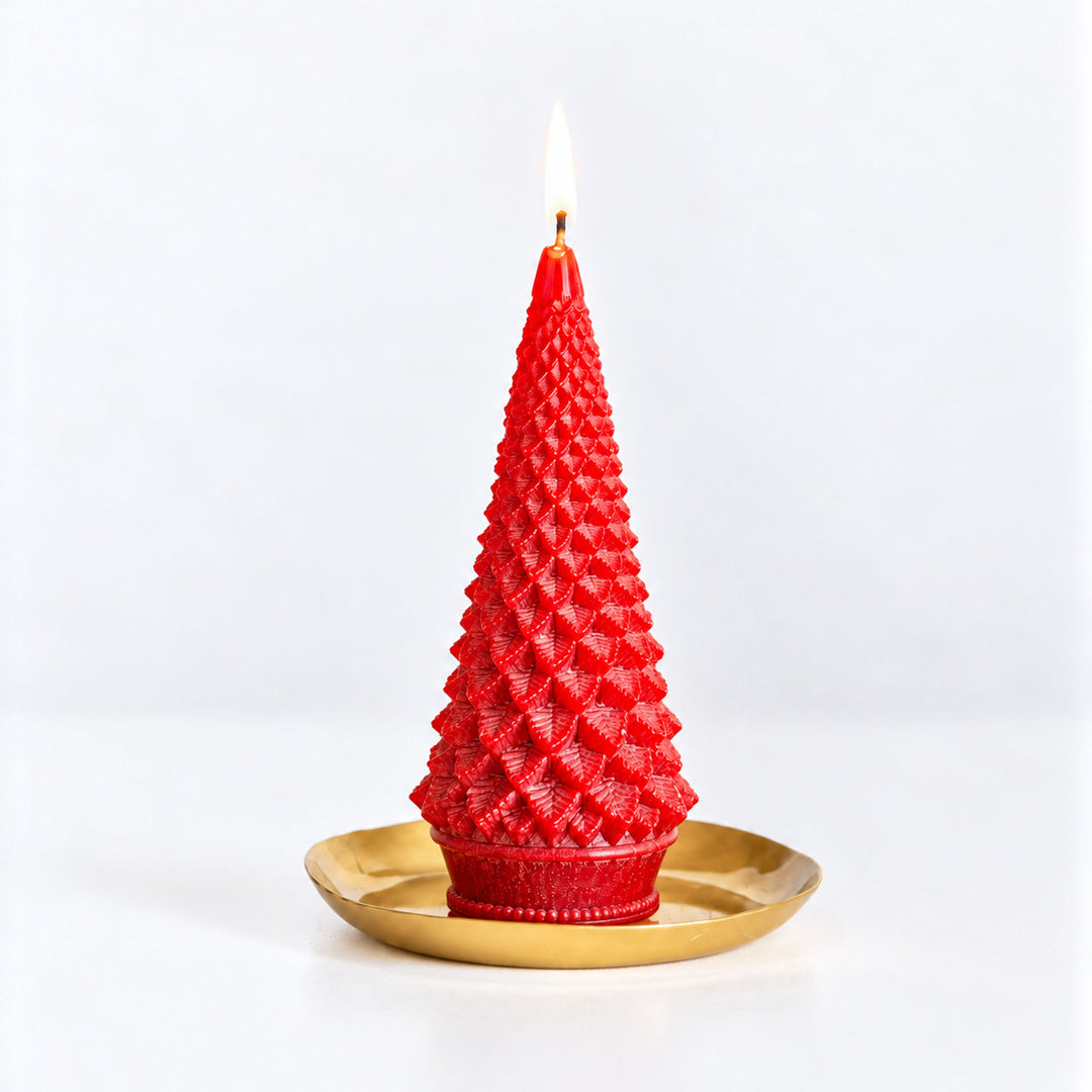 Accent Sculpted Tree Candle - Spicy Apple-Candles