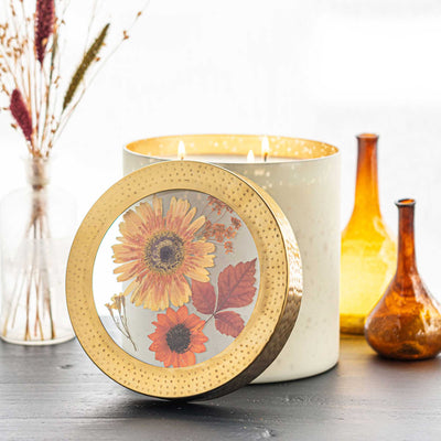 Harvest Pumpkin XL Pressed Floral Candle