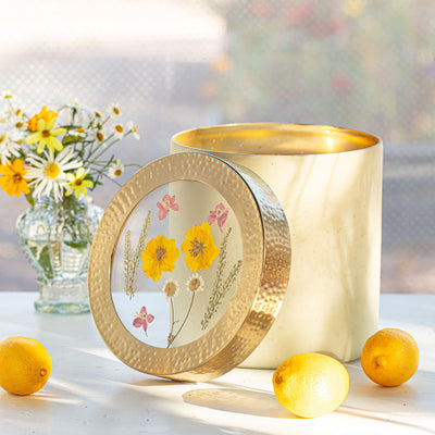 Lemon Blossom XL Pressed Floral Candle