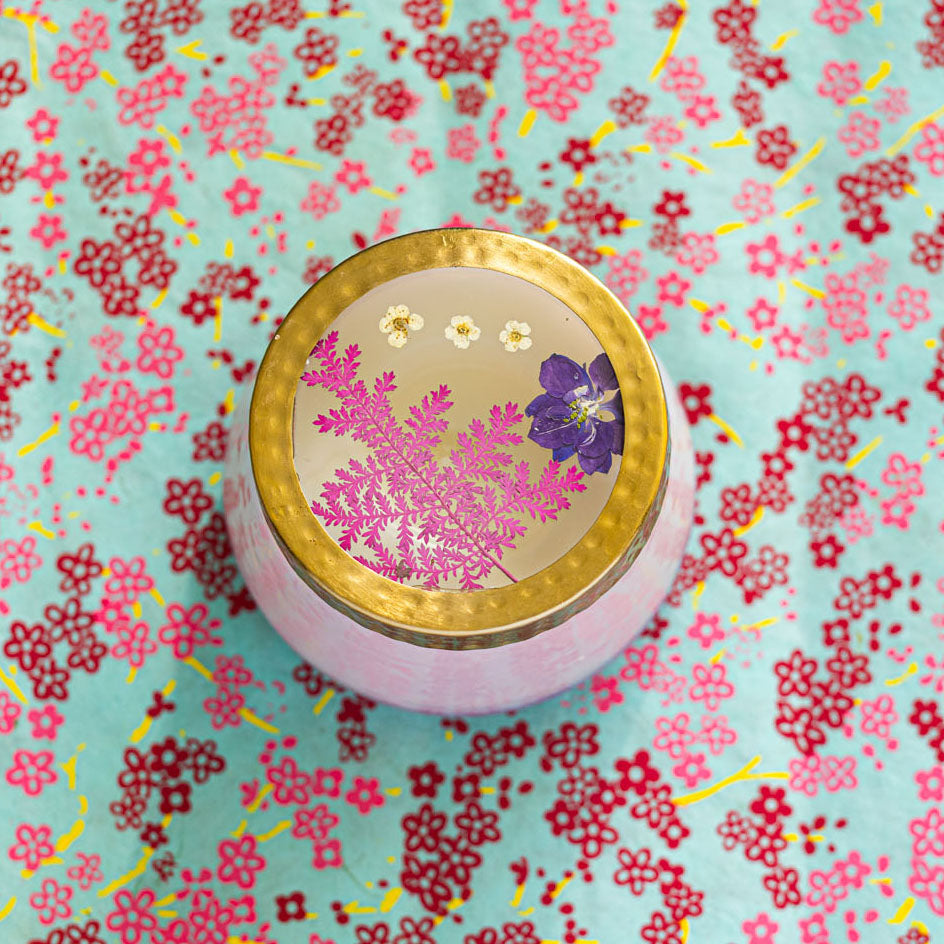 Accent Watercolor Pressed Floral Candle - Blackberry + Coconut-Pressed Floral Candles