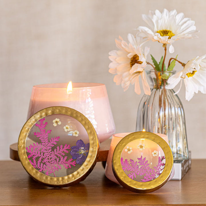 Petite Watercolor Pressed Floral Candle - Blackberry + Coconut-Pressed Floral Candles 6 of 8