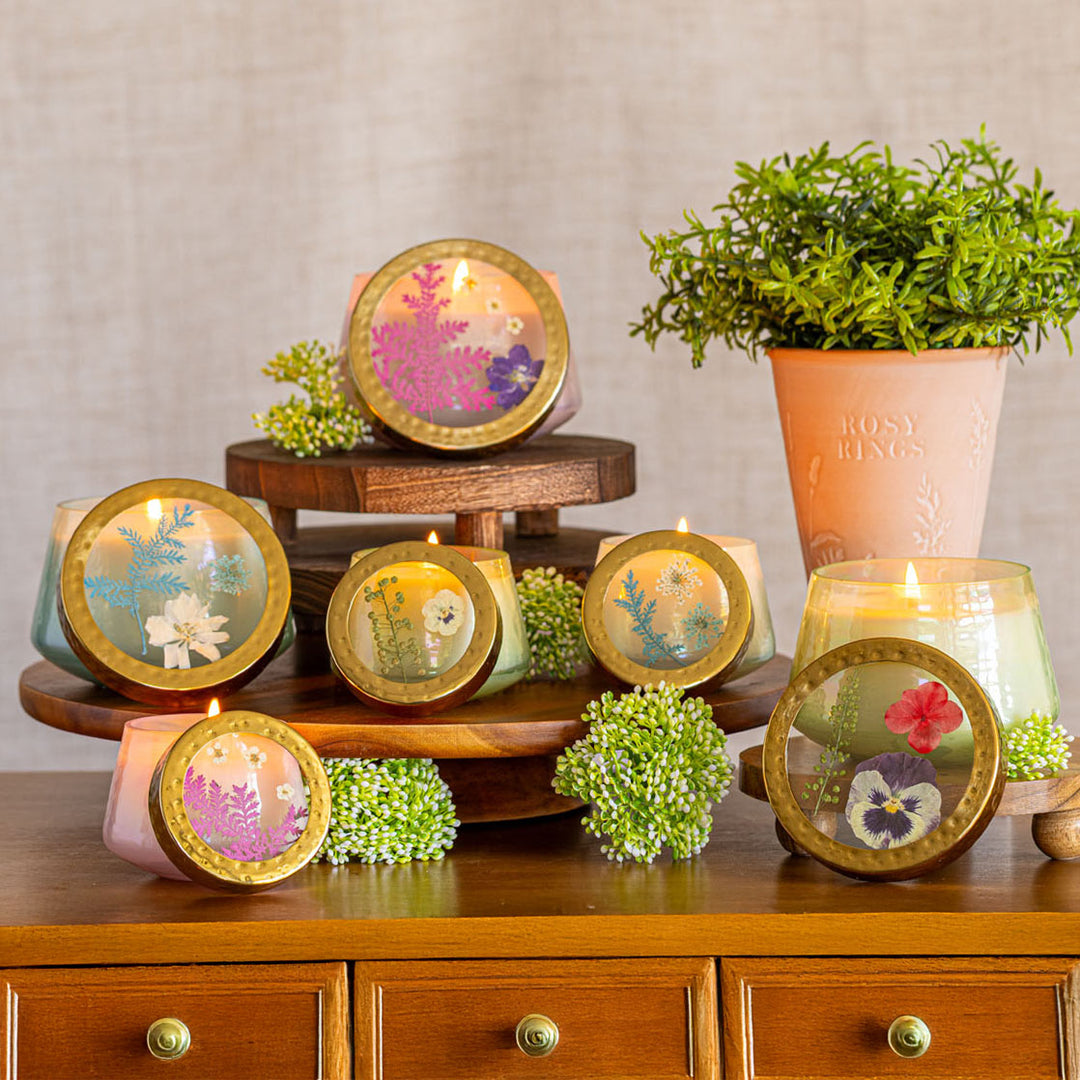 Accent Watercolor Pressed Floral Candle - Blackberry + Coconut-Pressed Floral Candles