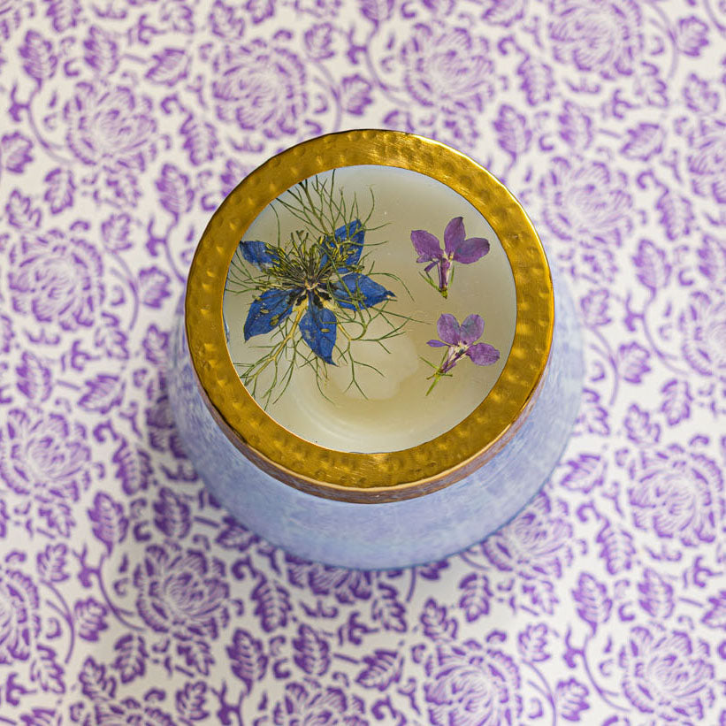 Accent Watercolor Pressed Floral Candle - Berry Fig-Pressed Floral Candles
