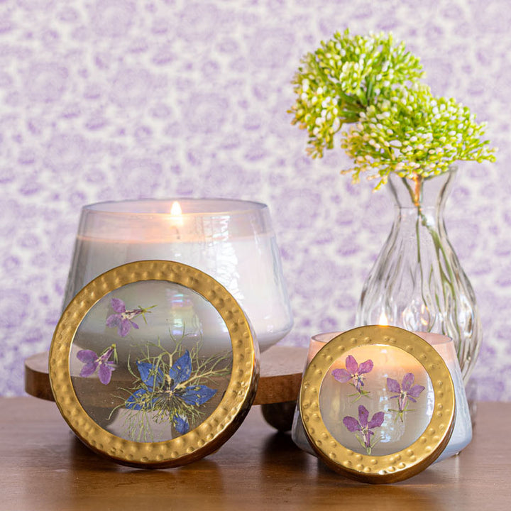 Petite Watercolor Pressed Floral Candle - Berry Fig-Pressed Floral Candles 3 of 8