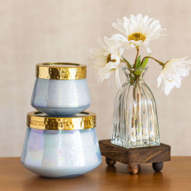 Petite Watercolor Pressed Floral Candle - Berry Fig-Pressed Floral Candles