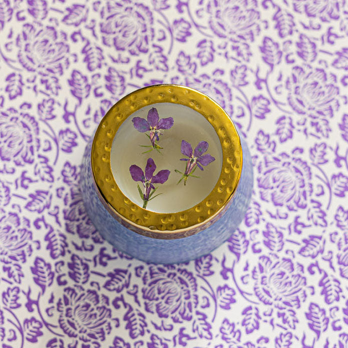 Petite Watercolor Pressed Floral Candle - Berry Fig-Pressed Floral Candles