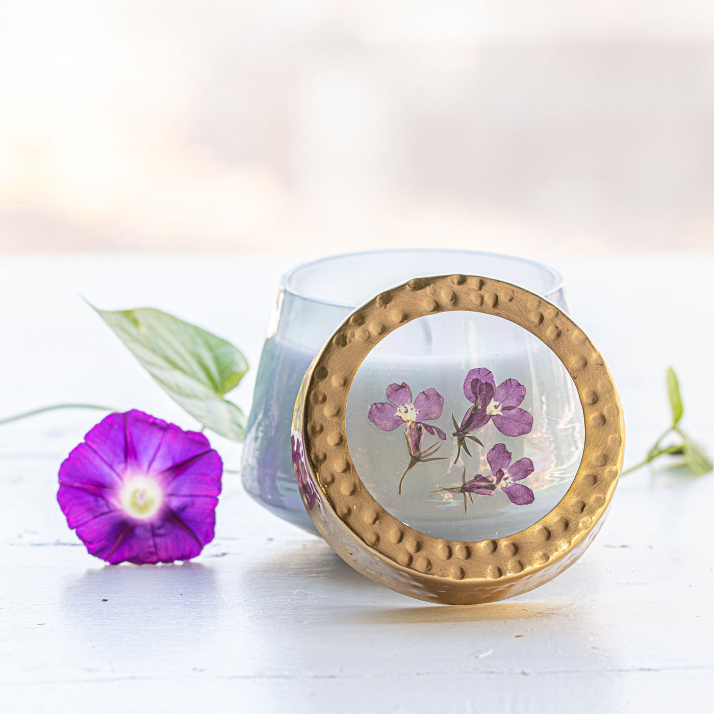 Berry Fig Small Watercolor Pressed Floral Candle