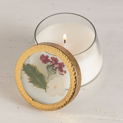 Red Currant + Cranberry Medium Pressed Floral Candle