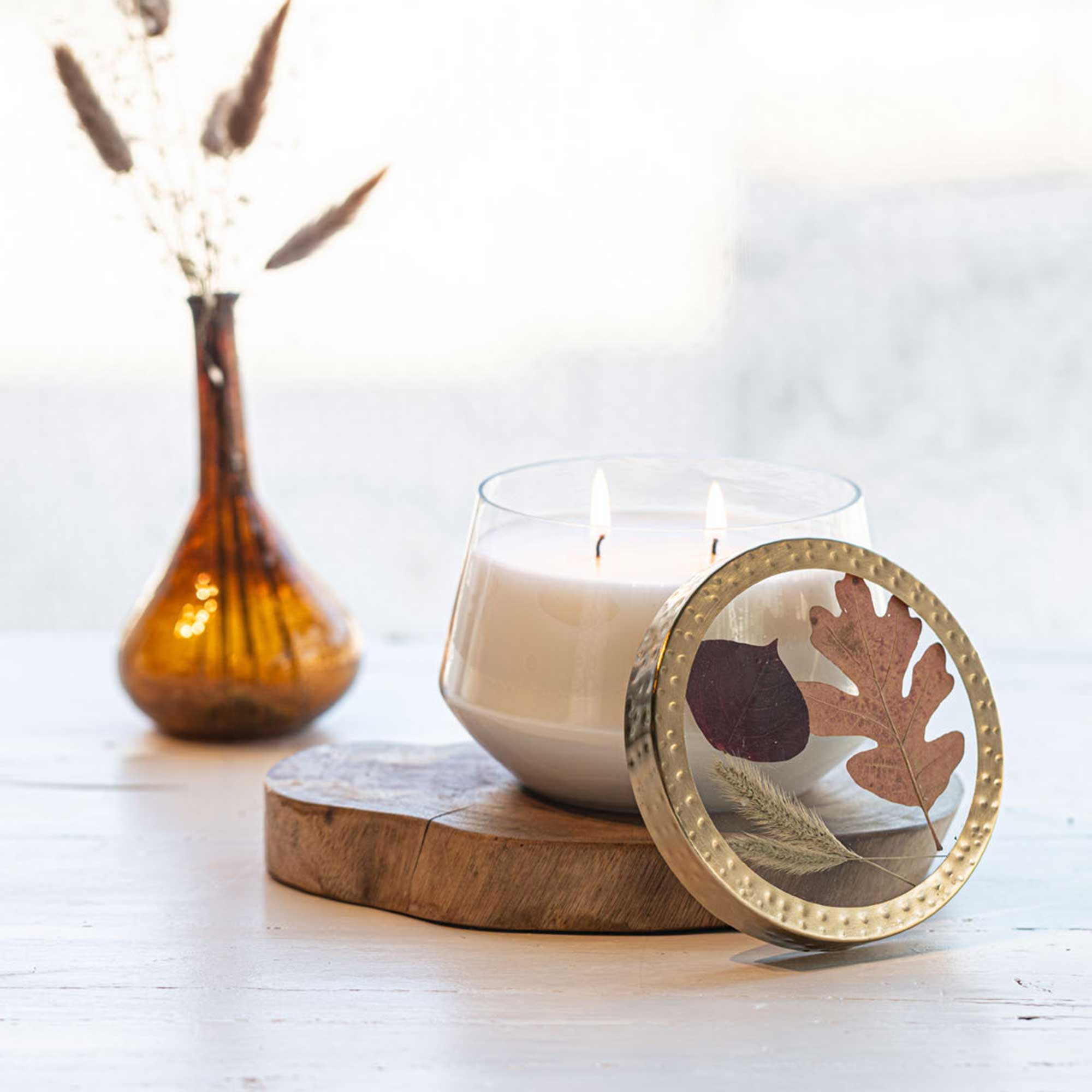 Harvest Pumpkin Pressed Floral Candle - Thumbnail 3