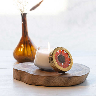 Harvest Pumpkin Small Pressed Floral Candle