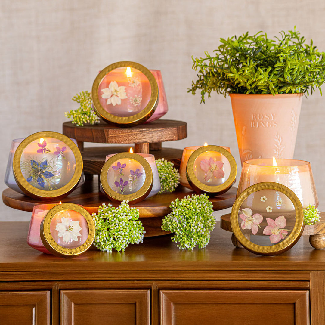 Petite Watercolor Pressed Floral Candle - Luna Flower-Pressed Floral Candles