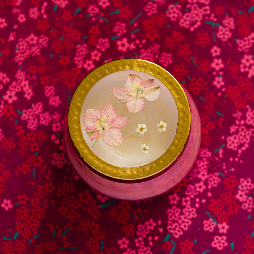 Accent Watercolor Pressed Floral Candle - Luna Flower-Pressed Floral Candles
