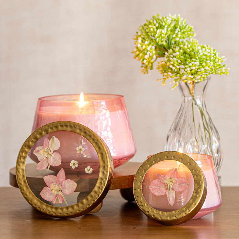 Accent Watercolor Pressed Floral Candle - Luna Flower-Pressed Floral Candles