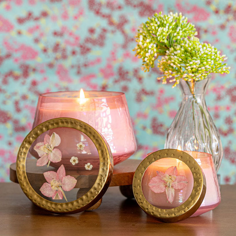 Petite Watercolor Pressed Floral Candle - Luna Flower-Pressed Floral Candles