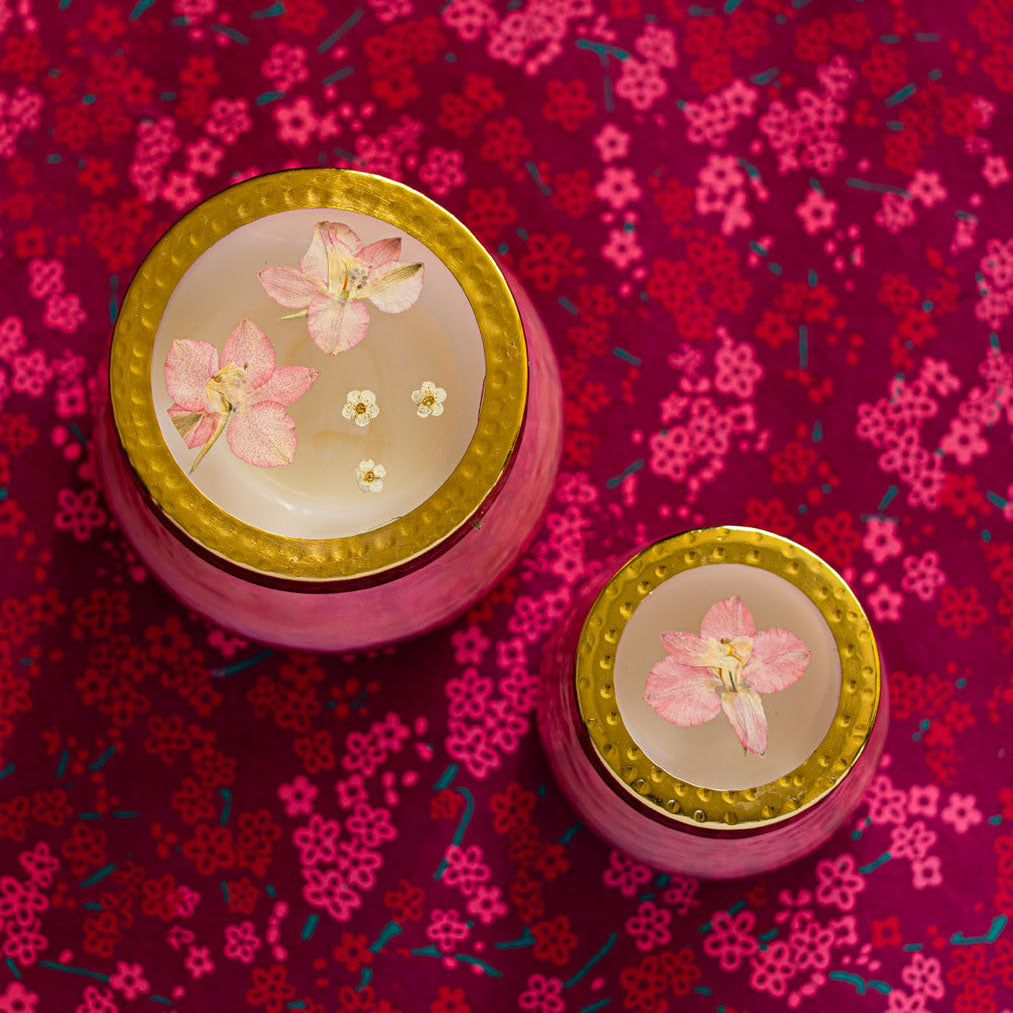 Petite Watercolor Pressed Floral Candle - Luna Flower-Pressed Floral Candles
