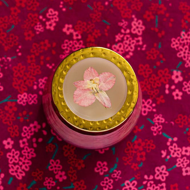 Petite Watercolor Pressed Floral Candle - Luna Flower-Pressed Floral Candles