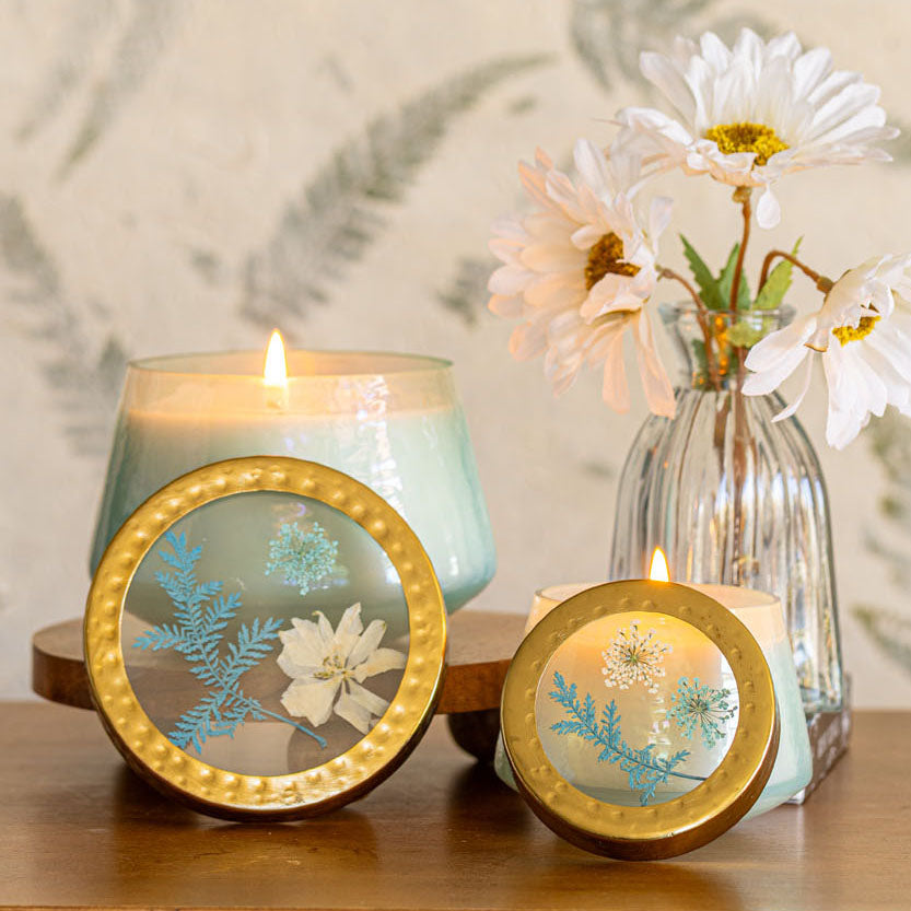 Accent Watercolor Pressed Floral Candle - Pacific Coast-Pressed Floral Candles