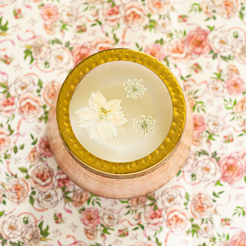 Accent Watercolor Pressed Floral Candle - Rose + Oud-Pressed Floral Candles