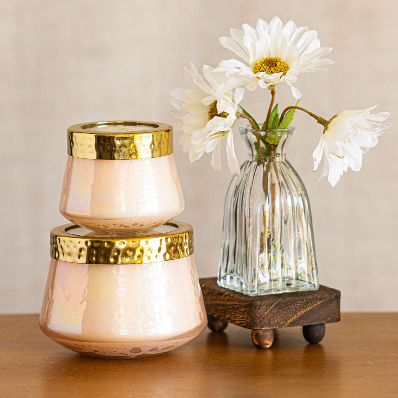 Petite Watercolor Pressed Floral Candle - Rose+ Oud-Pressed Floral Candles