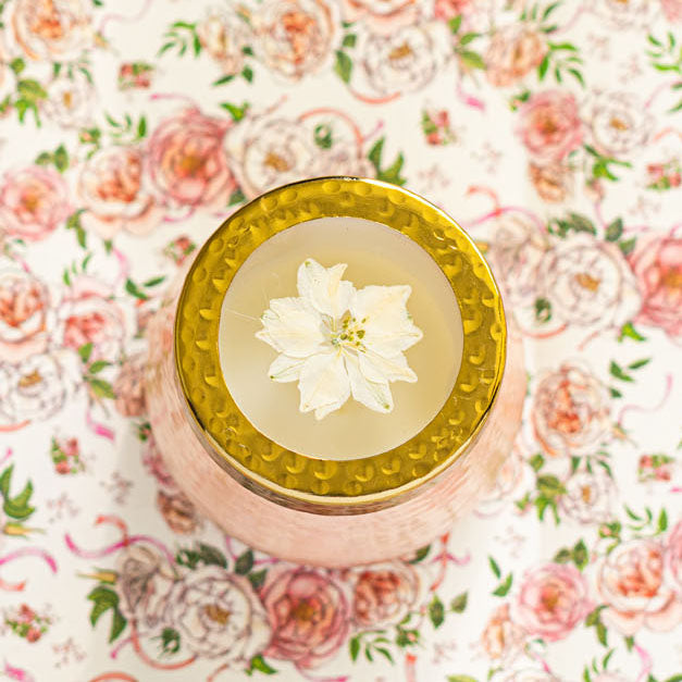 Petite Watercolor Pressed Floral Candle - Rose+ Oud-Pressed Floral Candles 2 of 8