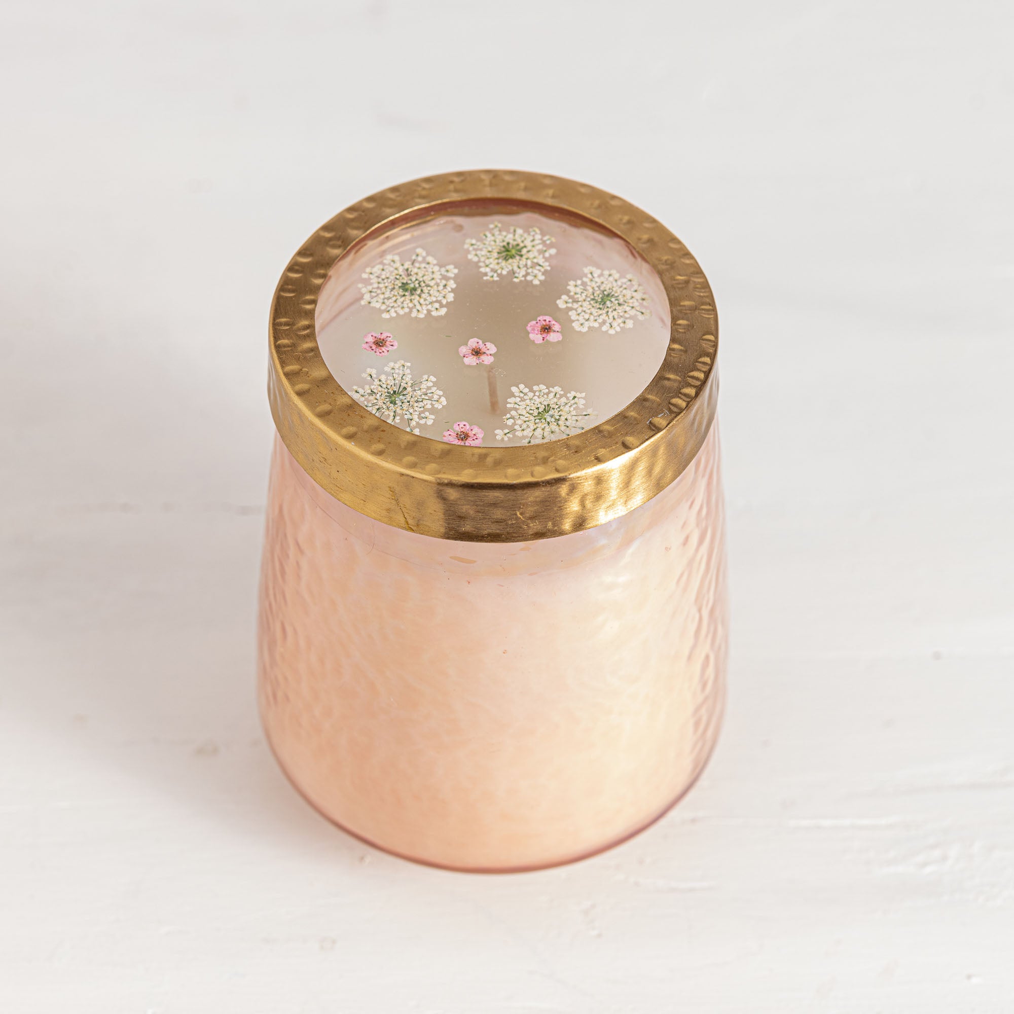 Rose + Oud Tall Watercolor Pressed Floral Candle - Thumbnail 2
