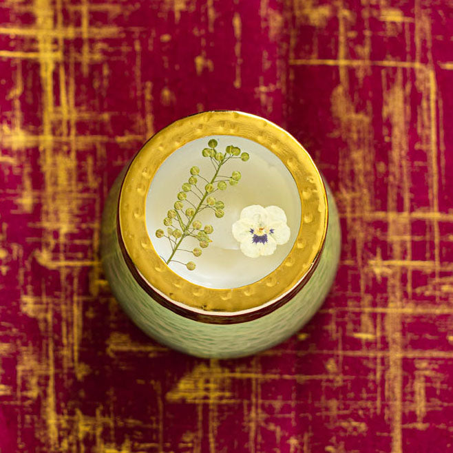 Petite Watercolor Pressed Floral Candle - Tomato Vine-Pressed Floral Candles