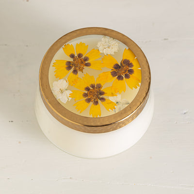 Honey Tobacco Large Pressed Floral Candle