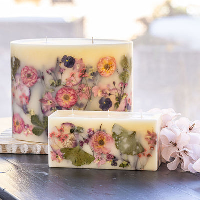 Blushing Rosewood Brick Botanical Candle