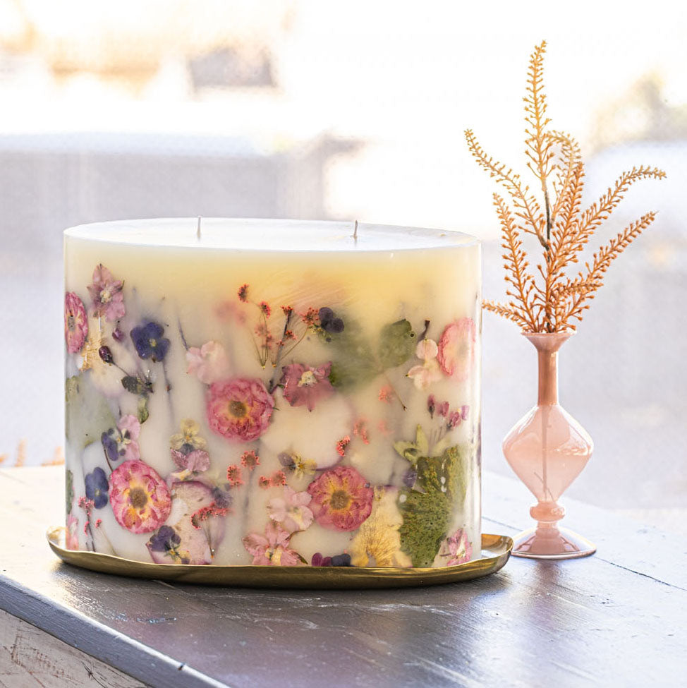 Blushing Rosewood Oval Botanical Candle