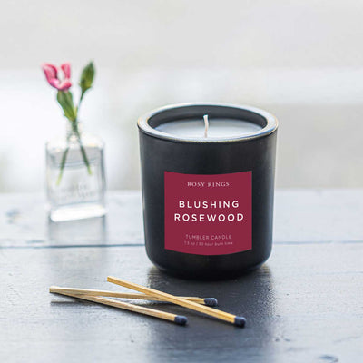 Blushing Rosewood Boxed Glass Tumbler Candle